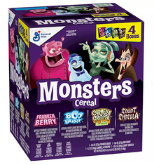 (S6-02) Cereal - CASE - Monsters Breakfast Cereal 4-PK 38.9oz (1.1Kg) x 1 Units (Total 4 individaul Cereal Boxes)