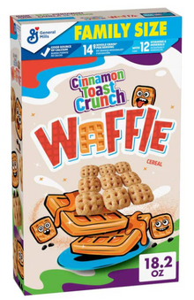 (S6-05) Cereal - Cinnamon Toast Crunch - WAFFLE FAMILY SIZE 18.2 oz (515g) x 1 unit (Cereal Boxes with minor damage due to shipping)
