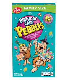 Cereal - Fruity Pebbles - Birthday Cake - Family Size ( 19oz 538g) x 1 Box (Boxes with minor damage due to shipping)