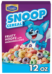 (S6-05) Cereal - SNOOP CEREAL - Fruity Hoopz with Marshmallows 12oz (340g) x 1 unit (Cereal Boxes with minor damage due to shipping)