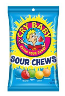 (S6-07) US - Charms - Cry Baby Sour Chews Peg Bag 7oz (198g) x 8 units