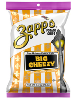 (S6-12) Chips - Zapps New Oreleans Kettle Style - Big Cheezy 2.50oz (70.9g) x 10 units (chips bags may deflated during shipping)