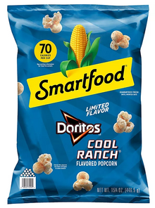 SINGLE - Chips - Smartfood PopCorn - Doritos Cool Ranch Flavored 15.75oz (446.50g) x 1 unit (chips bags may be deflated during shipping)