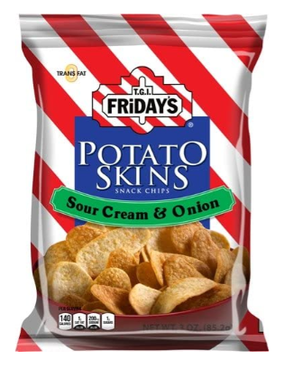 (S6-05) US - Chips - TGI Fridays - SOUR CREAM AND ONION Potato Skins 3oz (85g) x 6 bags (chips bags may be deflated during shipping)
