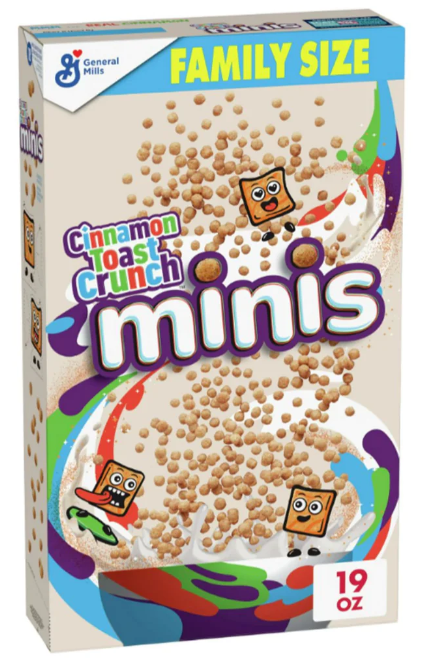 (S6-05) Cereal - Cinnamon Toast Crunch - Minis Family Size 19oz (538g) x 1 unit (Cereal Boxes with minor damage due to shipping)
