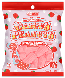 (S7-05)  US - Melster Circus Peanuts Strawberry Peg Bag 4oz (113g) x 10 Units