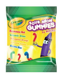 (S7-10) Crayola Fun Sour Neon Gummies Peg Bag - 3.5oz(99g) x 12 Units
