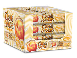 (S1-06) GREECE - Creme Savers - Peaches & Creme - ROLLs 13pcs x 24 units