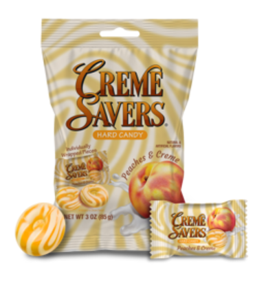 (S6-08) Box - Creme Savers - Peaches & Creme Peg BAG 3oz (85g) x 12 units