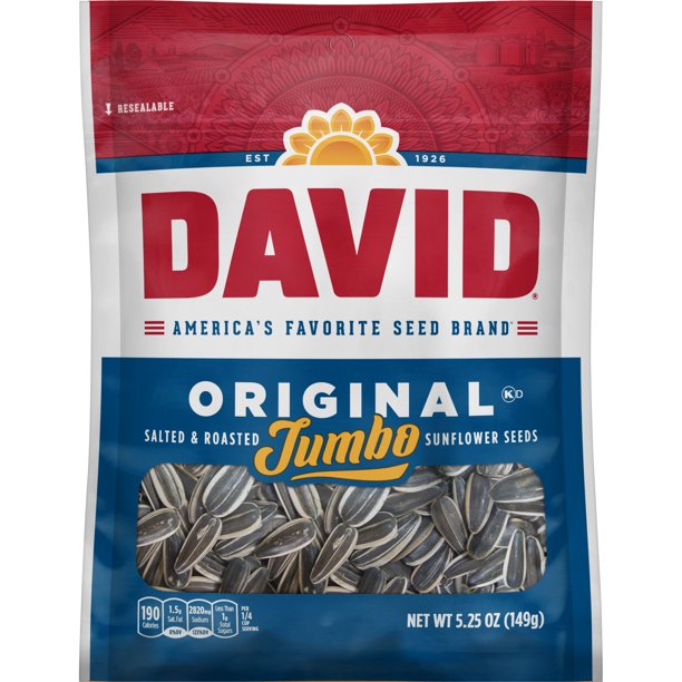 (S6-04) US - David Jumbo Sunflower Seeds - ORIGINAL (Salted & Roasted) 5.25 oz 12 units