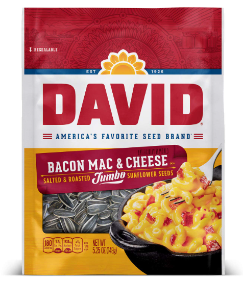 (S6-04) US - David Jumbo Sunflower Seeds - Bacon Mac & Cheese 5.25 oz (149g) x 12 units