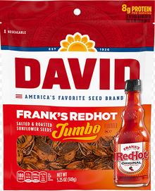 (S6-04) Us - David Jumbo Sunflower Seeds -Franks Red Hot 5.25 oz (149g) x 12 units