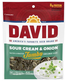 (S6-04) US - David Jumbo Sunflower Seeds - Sour Cream and Onion 5.25 oz (149g) x 12 units
