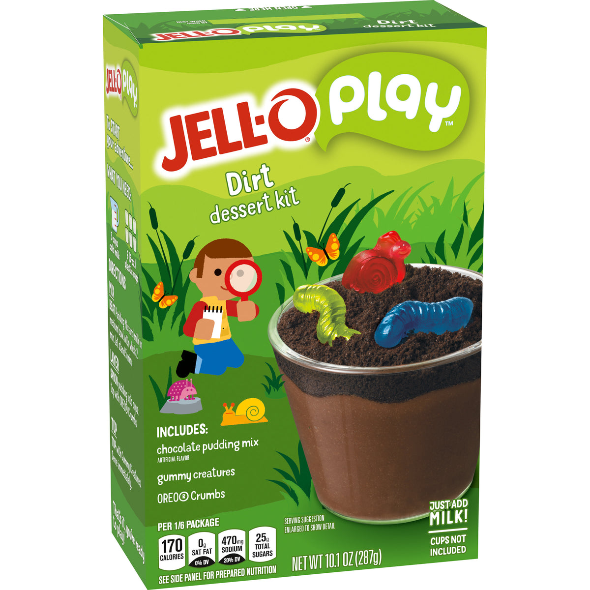 Jell-O Play - Dirt Dessert Kit (Choco Pudding Mix, Gummy, Oreo Crumbs 10.1oz (287g)) x 6 units