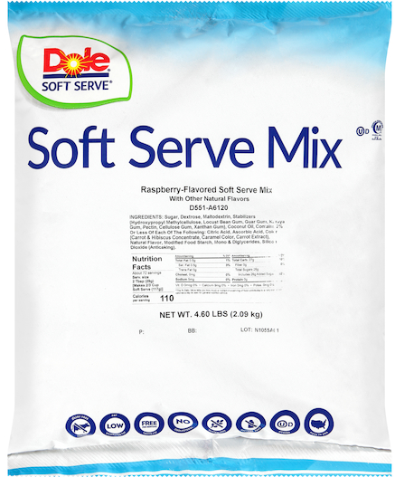 (S5-08) Dole - Lactose-Free Soft Serve Mix - Raspberry 4.6lb (2.09 Kg) x 1 Bag