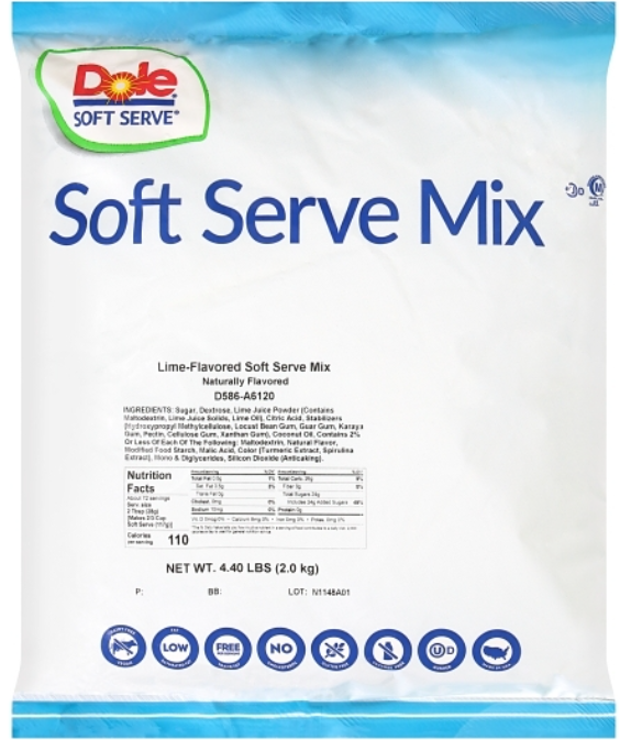 (S5-08) Dole - Soft Serve Mix - Lime 4.4lb (2 Kg) x 1 Bag