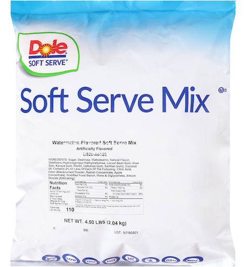(S5-08) Dole - Soft Serve Mix - Watermelon 4.5lb (2.04 Kg) x 1 Bag