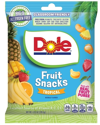 (S7-09) Dole - Tropical Fruit Snacks Peg 4.25oz (120.5g) x 12 Units