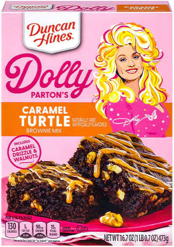 (S1-02) US- Single - Duncan Hines - Dolly Parton - Caramel TURTLE Brownie Mix 16.7oz (473g) x 1 unit