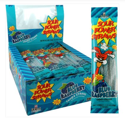 (S1-06) Box - Netherlands - Dorval - Sour Power Straws - Blue Raspberry 1.75oz(50g) x 24 Units