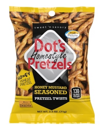 (S6-06)  US - Pretzels - Peg Bag - Dot's Pretzels - Honey Mustard Twists 2.5 oz (71g) x 12 units