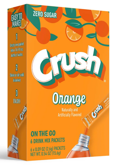 (S5-01) US - Drink Mix - CASE - On the Go - ORANGE Crush Sugar Free (6 pockets) x 12 Boxes