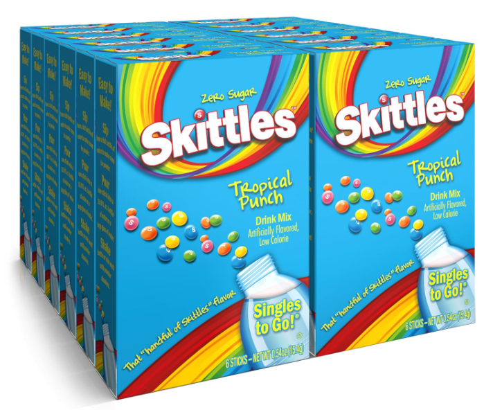 Drink Mix - Skittles TROPICAL PUNCH 6-Sticks x 12 units