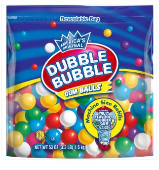 (S1-06) US - Bulk - Dubble Bubble Asstd Gumballs Refill Pouch - 53oz(3.3lbs) x 1 Bag
