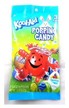 EASTER - Kool-Aid Easter Bunny 3Pk. Popping Candy - Peg Bag .74oz. CLIP STRIP x (2x12) 24 units