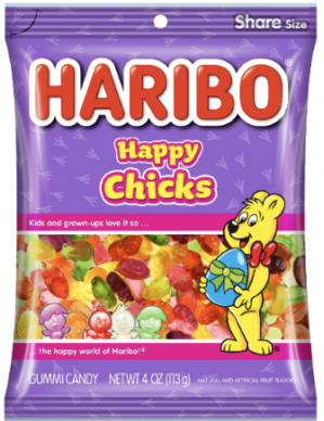 Easter - Haribo Happy Chicks Peg Bag  4oz (113g) x 12 Units