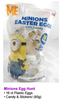 Plastic Eggs-MINIONS candy & sticker 16 eggs x 12 bags