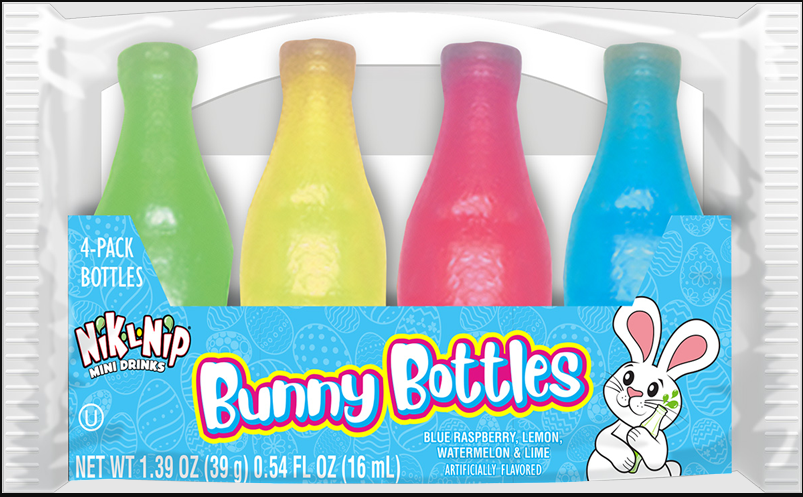 3 Units - Bundle - Easter - Nik-L-Nip - Bunny Bottle 4PK Tray -1.39oz (39g)
