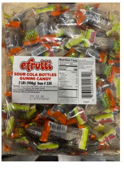 (S1-04) Bulk - efrutti Gummi Individual Wrap - Sour Cola Bottles 2LB (0.91kg) x 1 Bag
