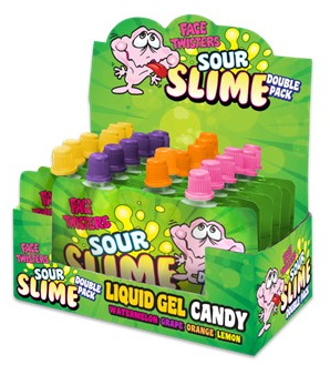 (S1-06) CHINA - Face Twisters - Sour Slime Series 2 - Watermelon & Grape AND Orange & Lemon 1.4oz (40g) x 18 units
