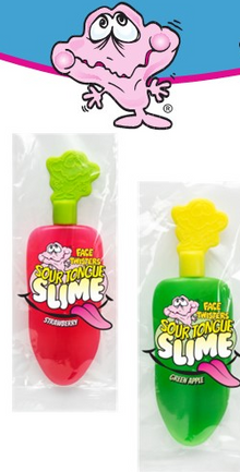 (S1-06) Box - CHINA - Face Twisters - Sour Tonge Slime -  Straw/Apple 1.4oz (40g) x 24 units