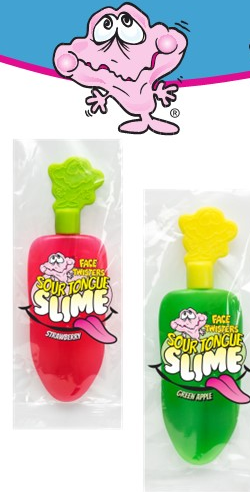 (S1-10) CHINA - Face Twisters - Sour Tonge Slime -  Straw/Apple 1.4oz (40g) x 24 units - SugarMarket.ca