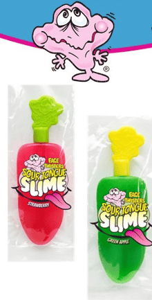 (S1-10) CHINA - Face Twisters - Sour Tonge Slime -  Straw/Apple 1.4oz (40g) x 24 units - SugarMarket.ca