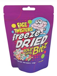 (S1-06) Face Twisters Freeze Dried Sour Candy Bitz - 1.76oz(50g) x 12 Units