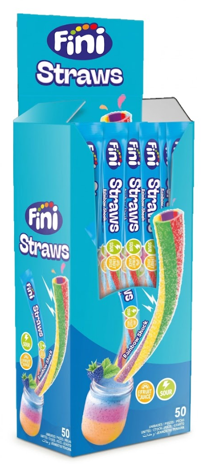 (S6-14) Fini - Rainbow Shock Straws x 50 Units