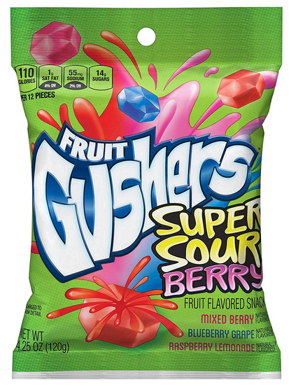 (S1-08) US - Fruit Gushers - Super Sour Berry 4.25oz (120g) x 8 units