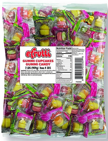 (S1-04) Bulk - efrutti Gummi Cupcakes Individual Wrap - 2LB (101pcs) x 1 Bag ( Best Before - ApriL 24, 2026 )