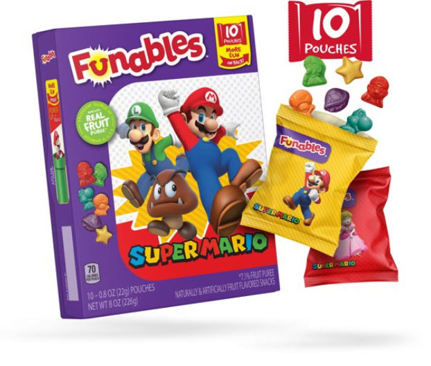 (S6-06) US - CASE -10-Pk - Funables - Super Mario Fruit Snacks 8oz (226g) x 8 units (Boxes with minor damage due to shipping)