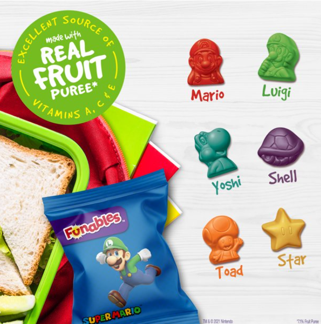 (S6-06) US - CASE -10-Pk - Funables - Super Mario Fruit Snacks 8oz (226g) x 8 units (Boxes with minor damage due to shipping)