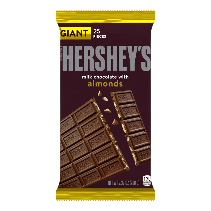 (S2-07) Box - US - Milk Chocolate Almonds Giant Bar -  7.37oz (208.93g) x 12 units
