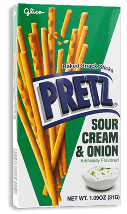 (S6-07) Thailand - GLICO PRETZ - Sour Cream & Onion Flavour 1.09oz (31g) x 10 units