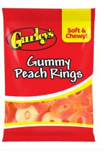 (S6-06) US - Gurleys Gummy - Peach Rings 4.50 oz (128g) x 12 Units