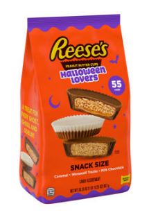 (S9-03) Halloween- REESE Lovers Peanut Butter Cup Snack Size Assortment SUB Bag (55 Pieces) - 30.25oz (858g) X 1 Bag