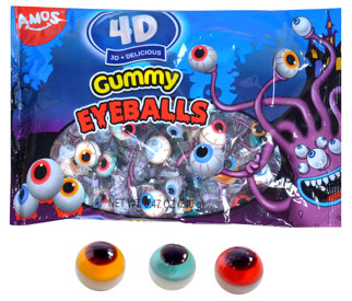 (S8-07) Halloween - Amos 4D Gummy Eyeball Laydown Bag 8.47 oz (240g) x 12 Units