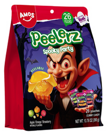 (S8-07) Halloween - Amos Peelerz Spooky Gummy Variety Bag (26 Pouches) 13.76oz (390g) x 6 Units