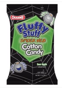 (S8-09) Halloween - Charms Fluffy Stuff Spider Web Cotton Candy 2.1oz (60g) x 24 units